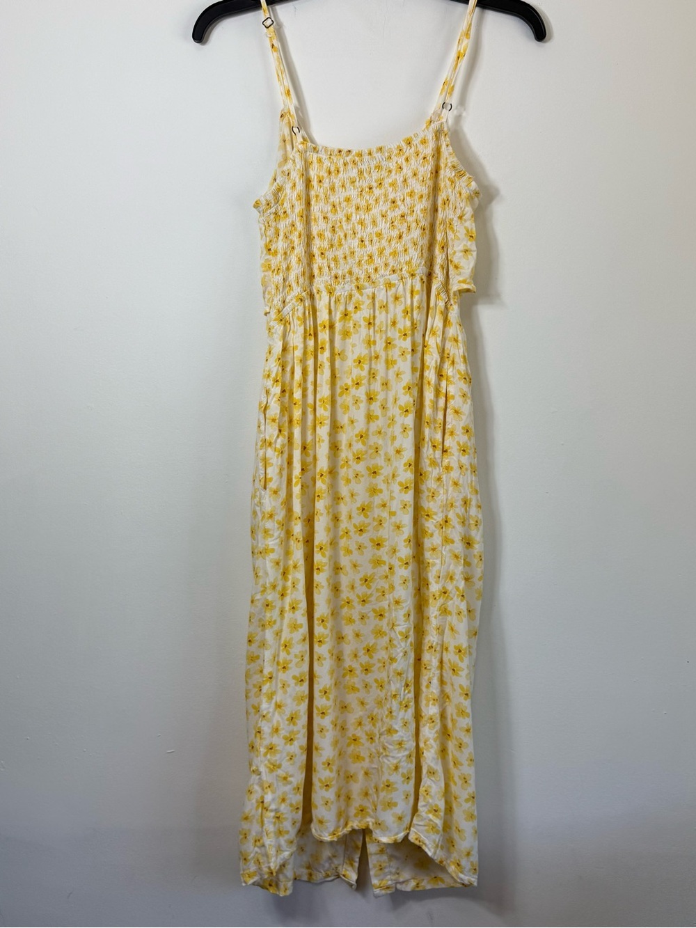 Mimi Chica Yellow Floral Tie Front Button Down Midi Dress Cottagecore Size L - Picture 7 of 7